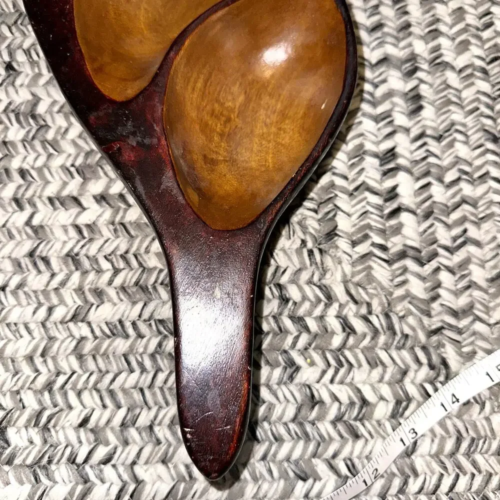 Vintage MCM Original Monkey Pod Wood Bowl Serving Tray Divided 3 Sections